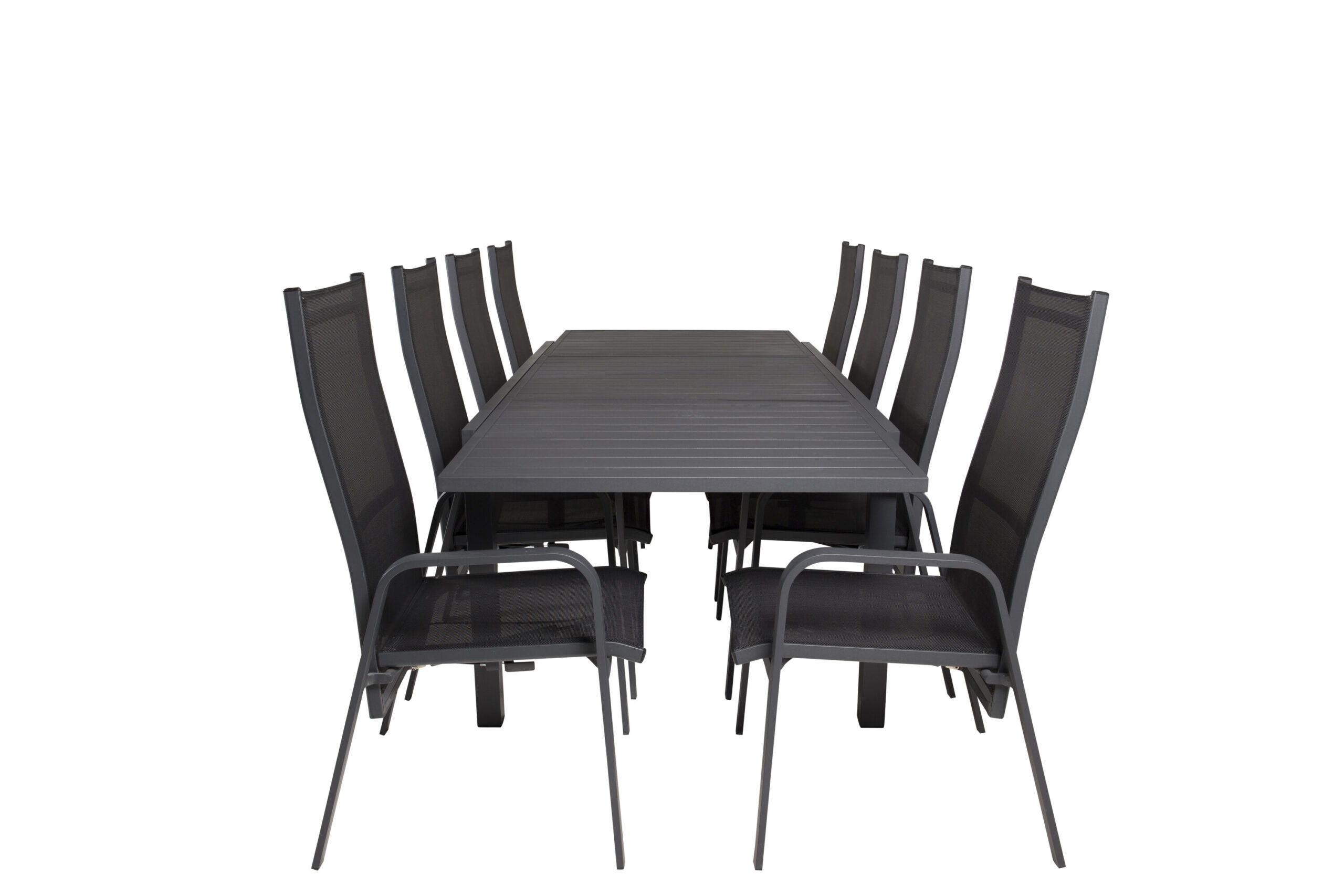 Marbella Matbord 160/240*100*H75 - Svart+Copacabana Recliner Stol (stackable) | Matgrupp | Stol för matbord