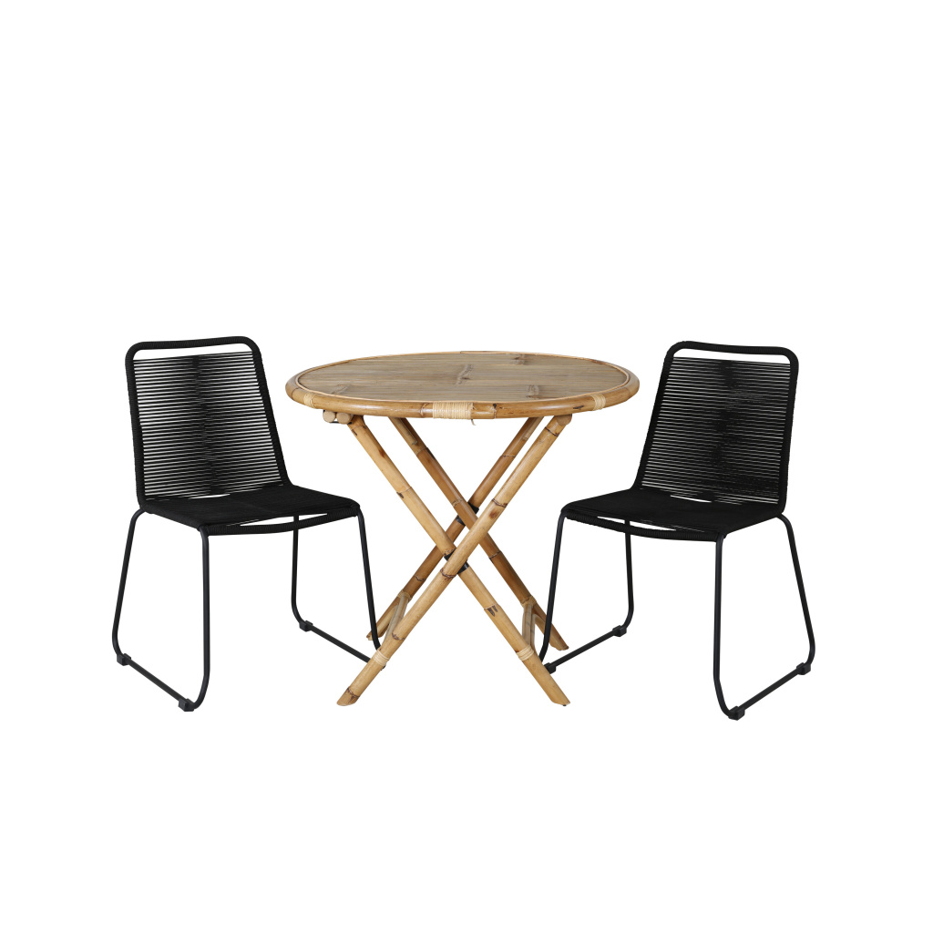Cane Café table ø80cm - Bamboo+Lindos stapelstol