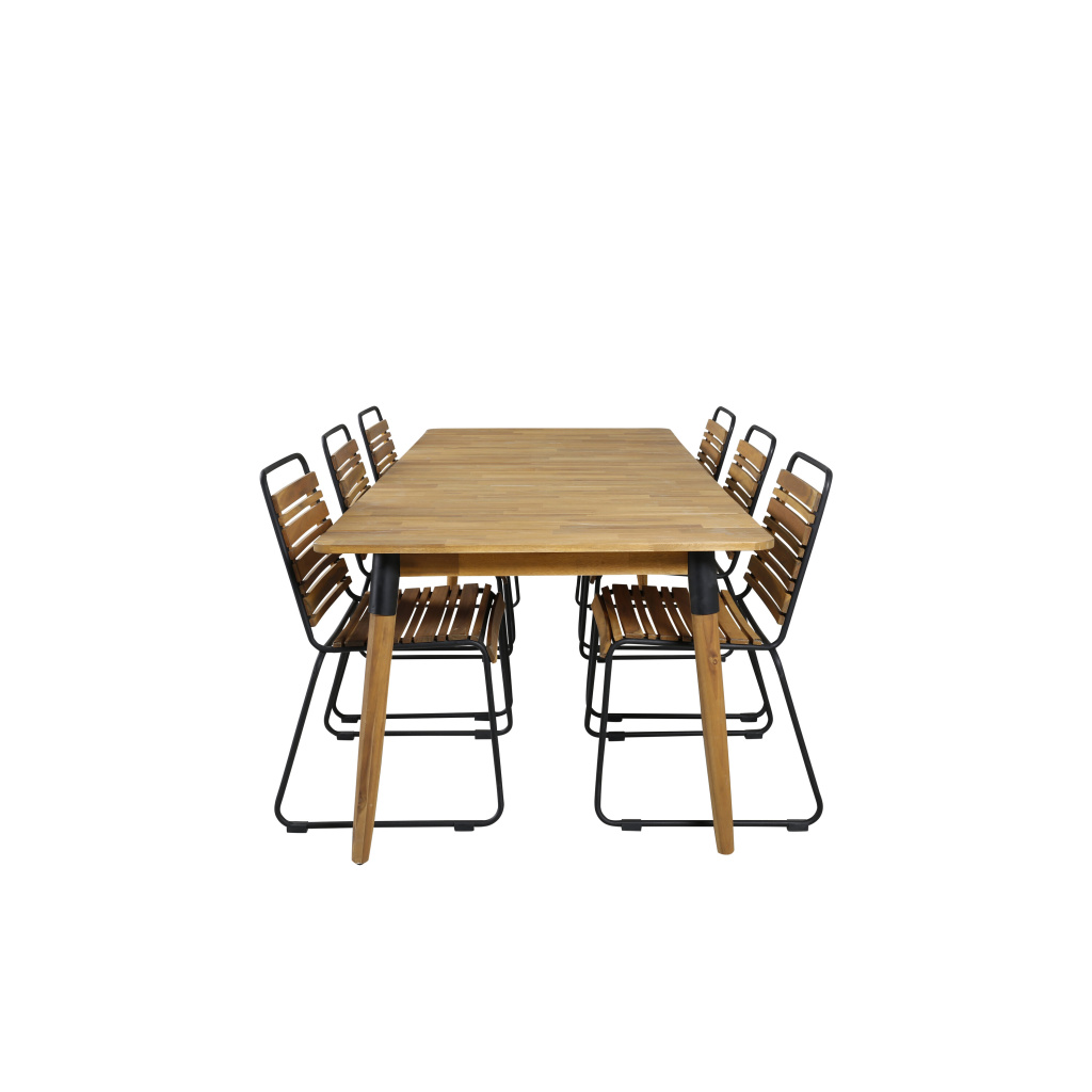 Julian Matbord - Acasia - 210*100cm+Bois Middag Stol | Matgrupp | Stol för matbord