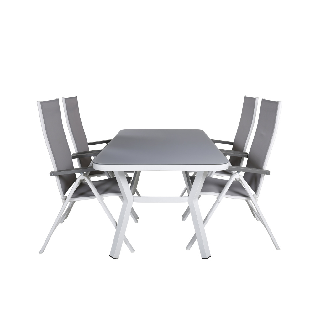 Virya Matbord - Vit Alu / Grey Glas - small table+Albany Light 5-pos white alu / Grey Textilene_4 | Matgrupp