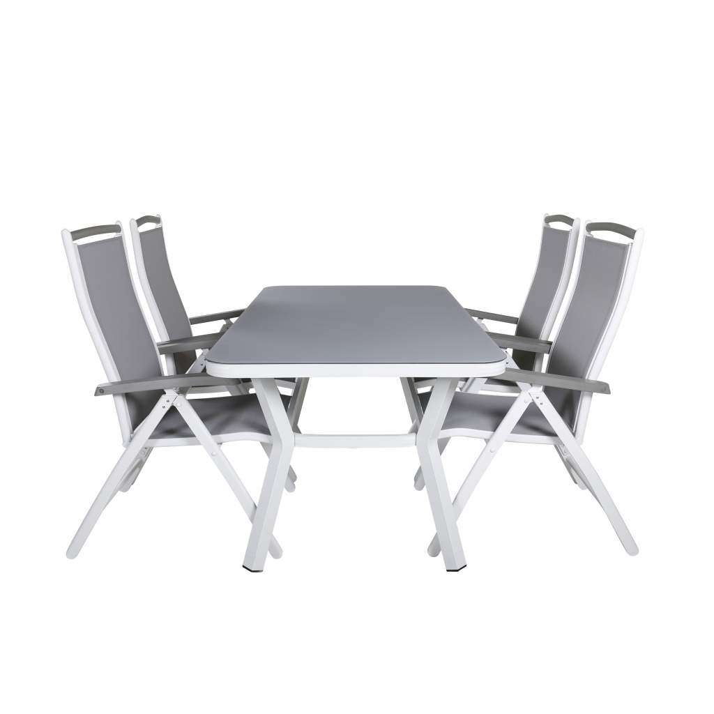 Virya Matbord - Vit Alu / Grey Glas - small table+Albany 5:pos Stol | Matgrupp | Stol för matbord