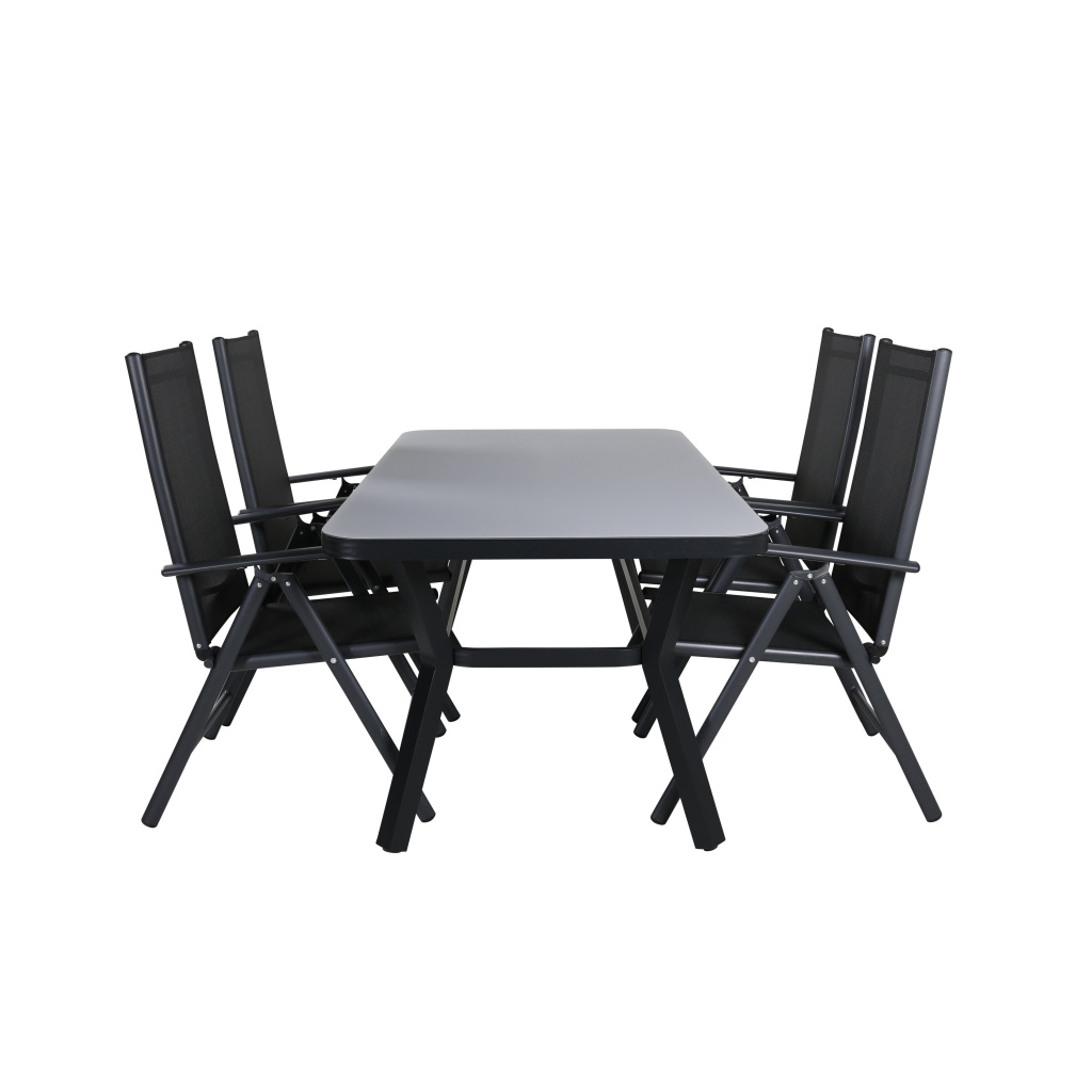 Virya Matbord - BLACK Alu / Grey Glas - small table+Break 5:pos Stol | Matgrupp | Stol för matbord