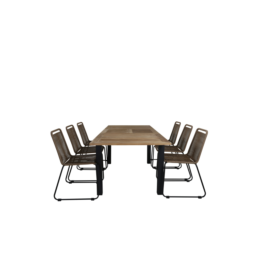 Panama Bord 152/210 - Svart/Teak+Lindos stapelstol