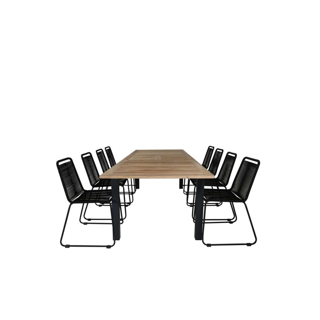 Panama - Bord - 224/324*100 - svart Alu/Teak+Lindos stapelstol