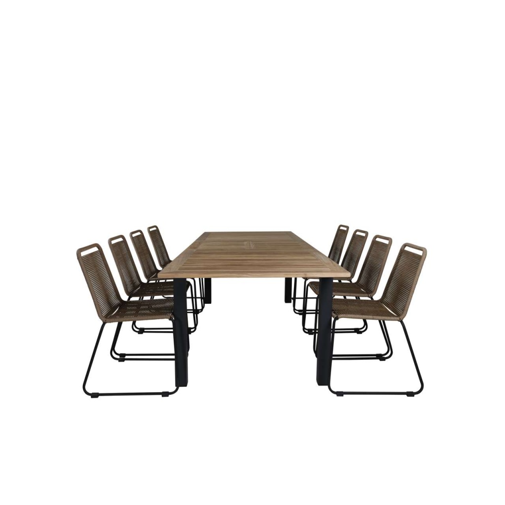 Panama - Bord - 224/324*100 - svart Alu/Teak+Lindos stapelstol