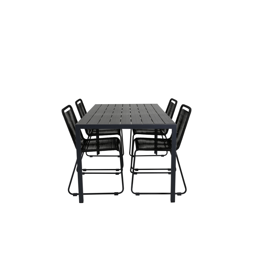 Break Bord 150*90 - Svart/Svart+Lindos stapelstol