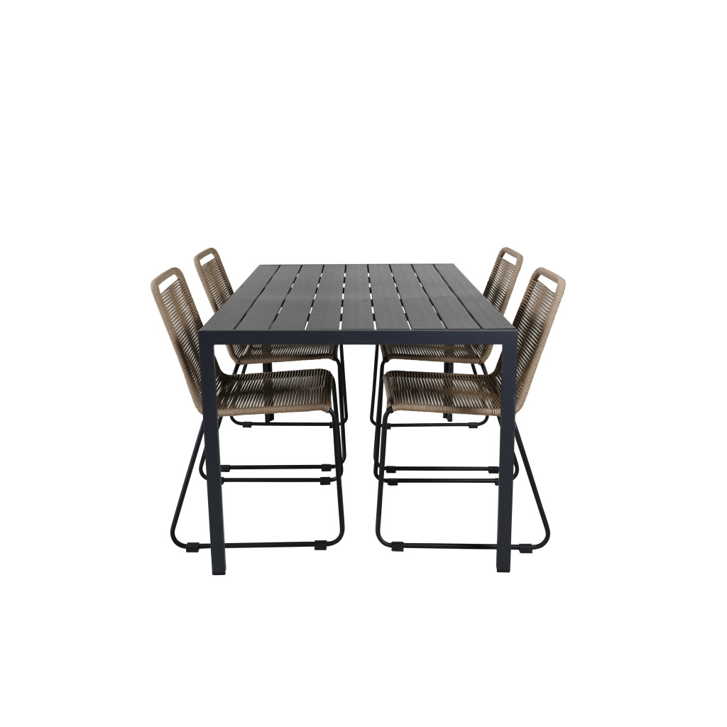 Break Bord 150*90 - Svart/Svart+Lindos stapelstol