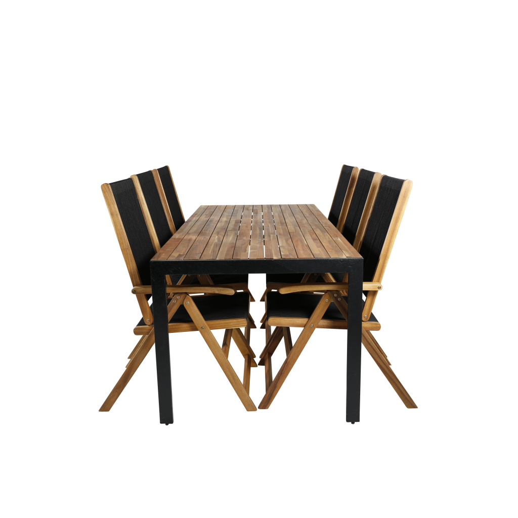 Bois Middag table 205*90cm - Svart Legs / Akacia | Little John foldable Stol | Stol för matbord