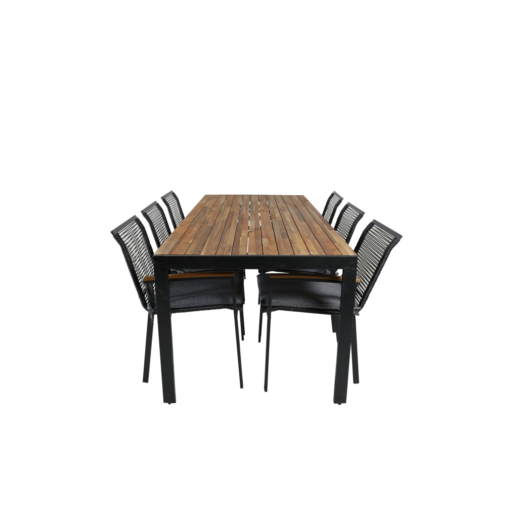 Bois Middag table 205*90cm - Svart Legs / Akacia | Dallas Middag Stol_6 | Stol för matbord