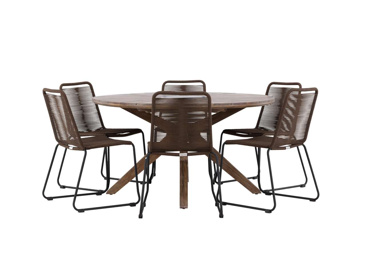 Rosario Matbord- Teak Ø140 | Lindos Matstol Aluminium | Matgrupp