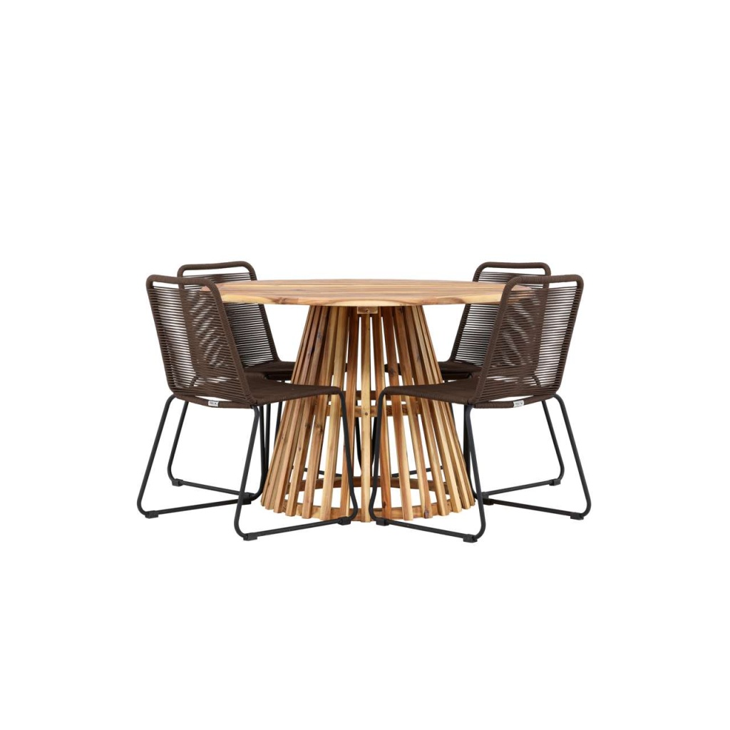 Lumpur Middagtable Akacia - Teaklook / Runt ø110**75 | Lindos Matstol Aluminium