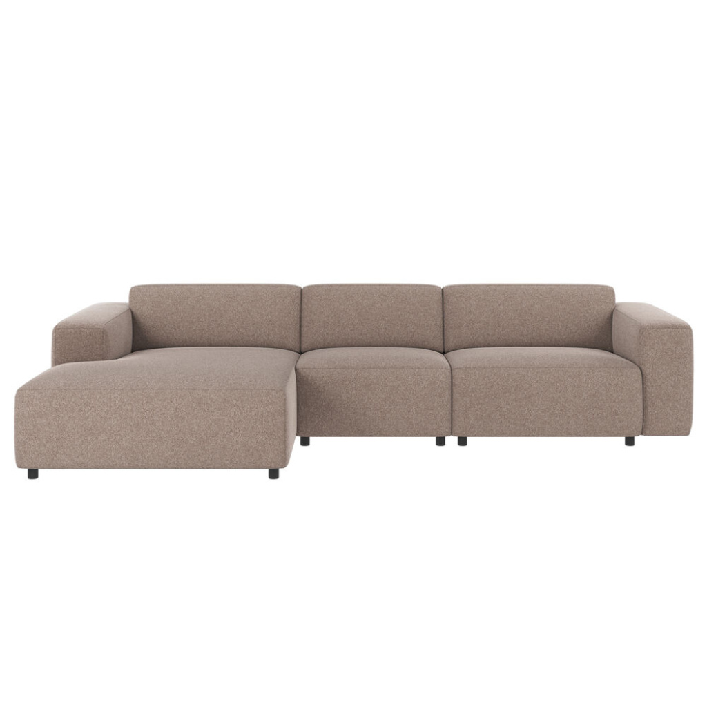 Willard soffa 4-sits-schäslong V beige tyg Brenda