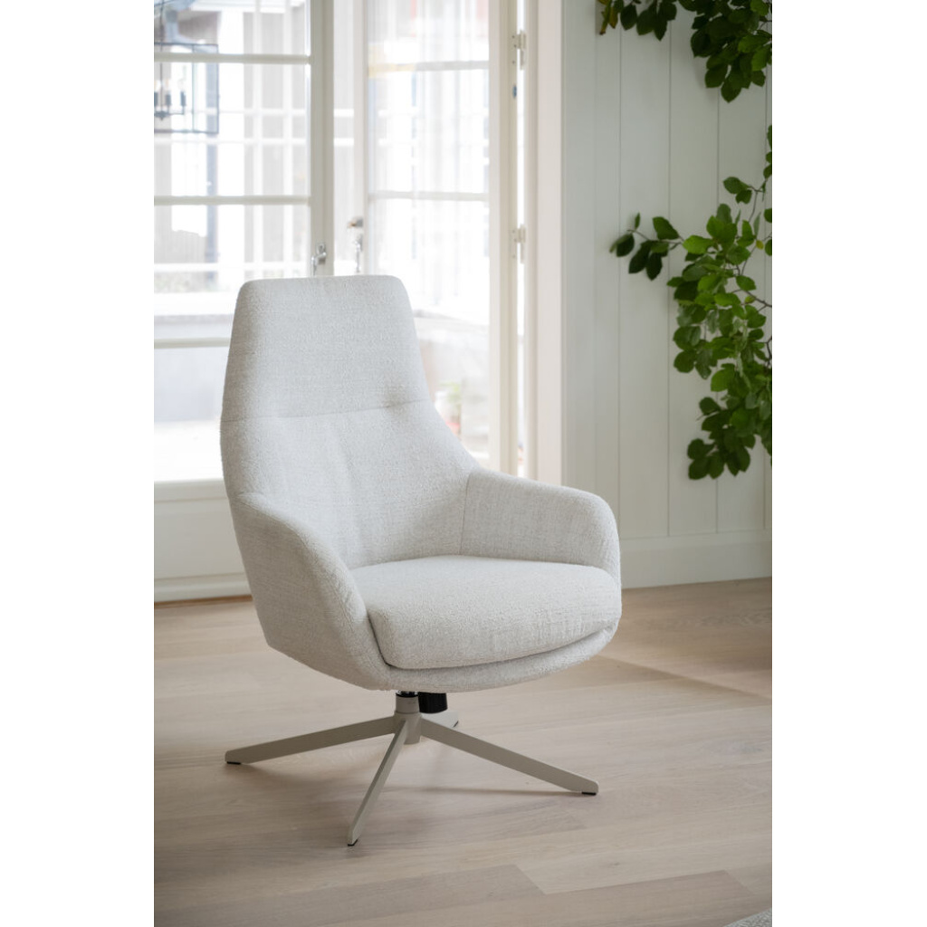 Conroe fåtölj ljusbeige tyg/beige metall snurr