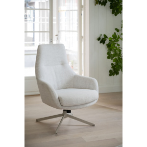 Conroe fåtölj ljusbeige tyg/beige metall snurr