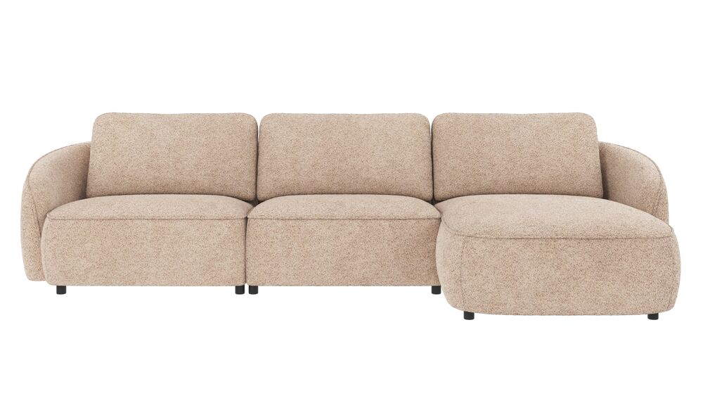 Norris soffa 4-sits-schäslong H ljusbeige tyg Anna