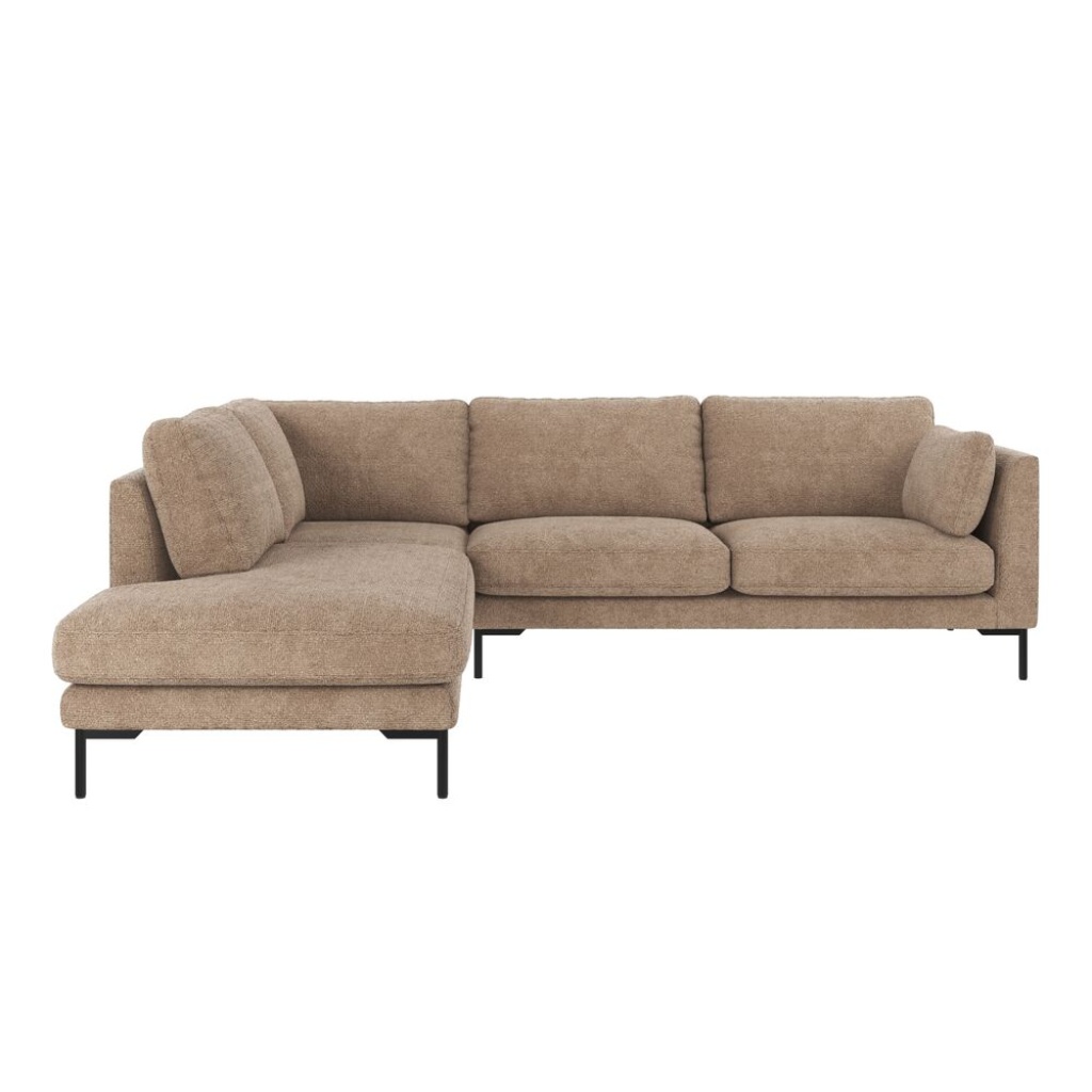 Corwin hörnsoffa 2,5+2,5-sits öppet avslut Vä grå-beige tyg Robin #109 (k3)