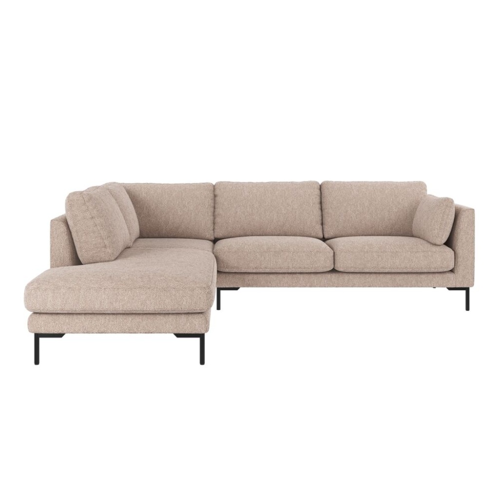 Corwin hörnsoffa 2,5+2,5-sits öppet avslut Vä ljusbeige tyg Alice #01 (k4)