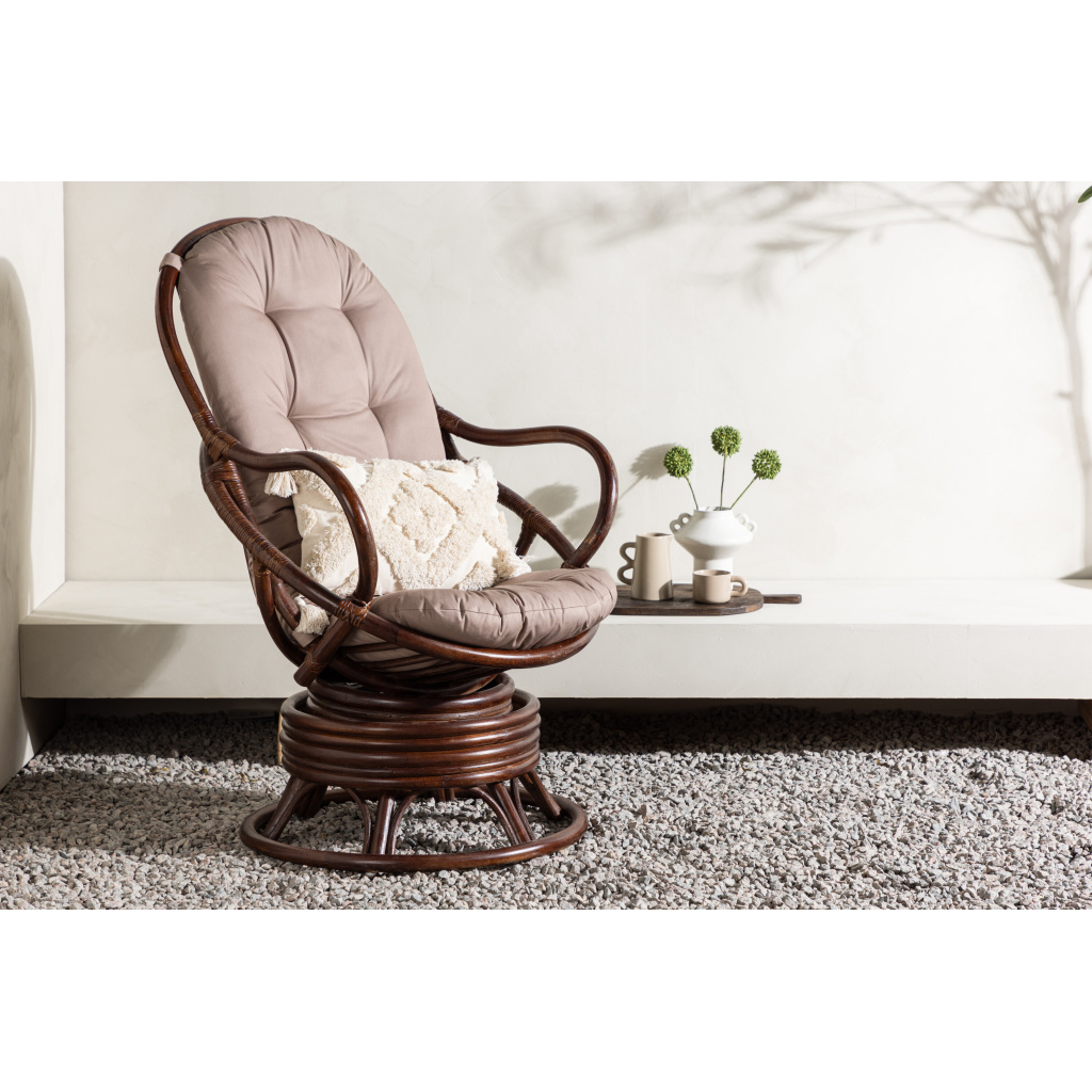 Swing Loungechair Rattan - Dark walnut / Beige - Ersätter 1575-102