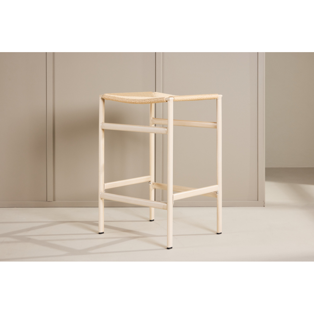 Polly Bar Chair 2-pack - Vitwash / Beige Natur rope