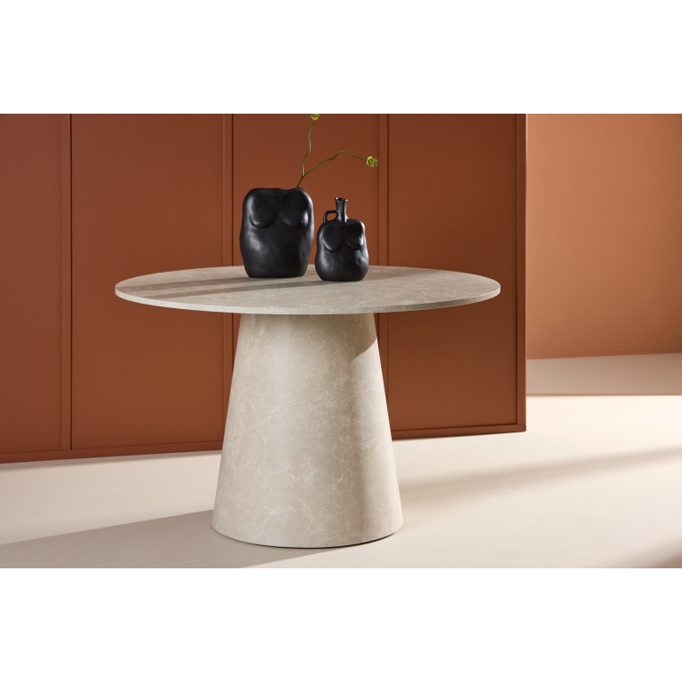 Lanzo Dining Table ø120 - Beige Marblelook /