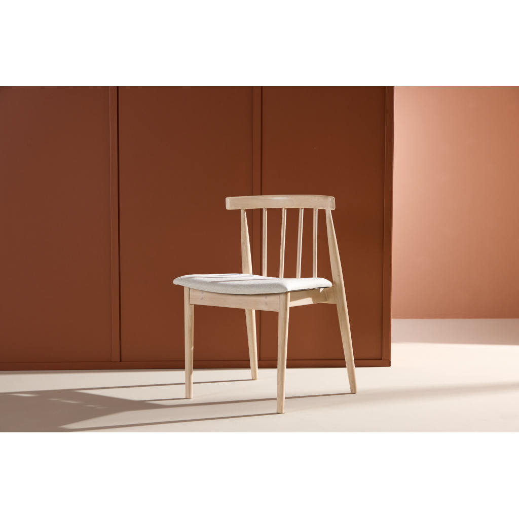 Flora Dining Chair - Vitwash Legs / Beige Fabric