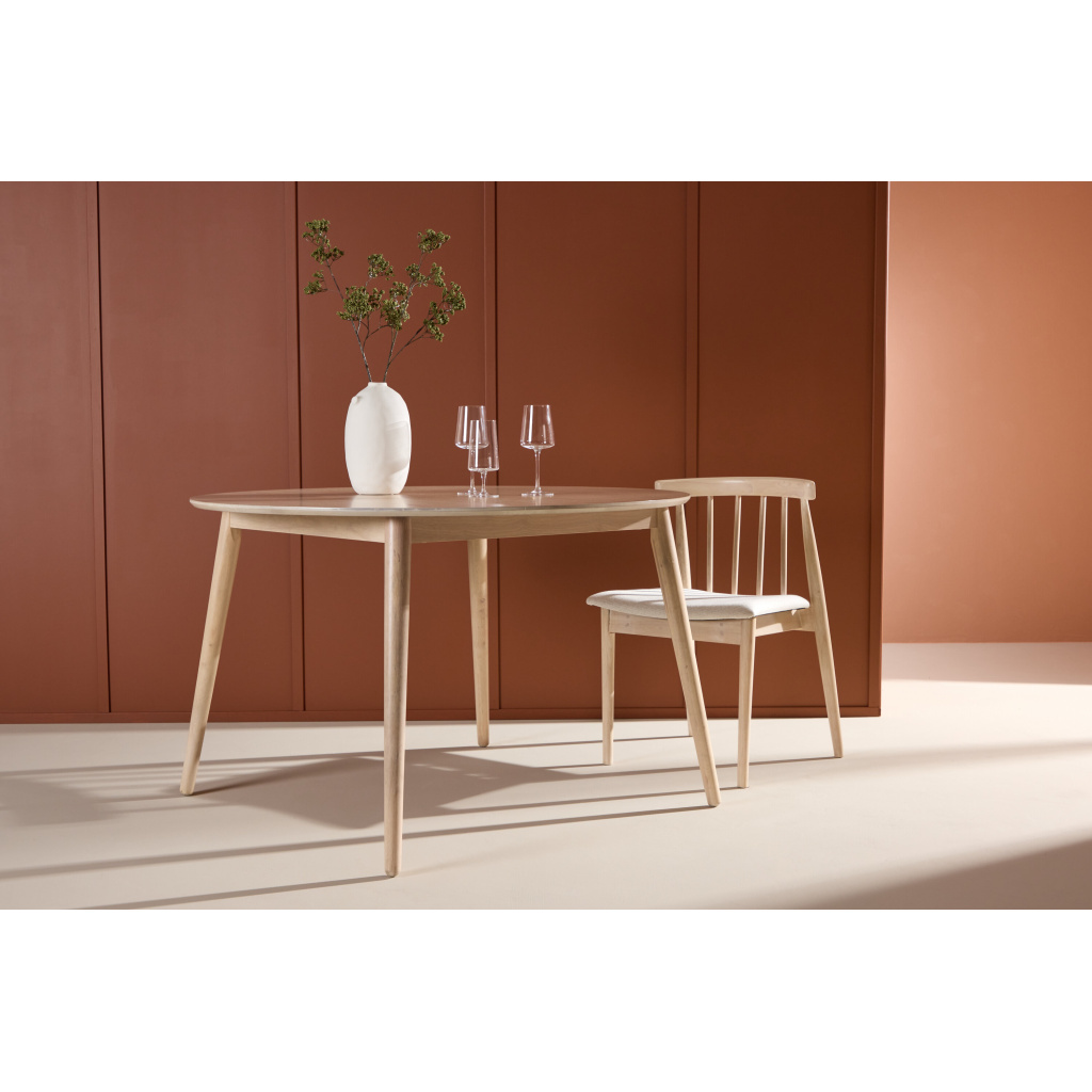 Flora Dining Table ø120 - Vitwash / Veneer
