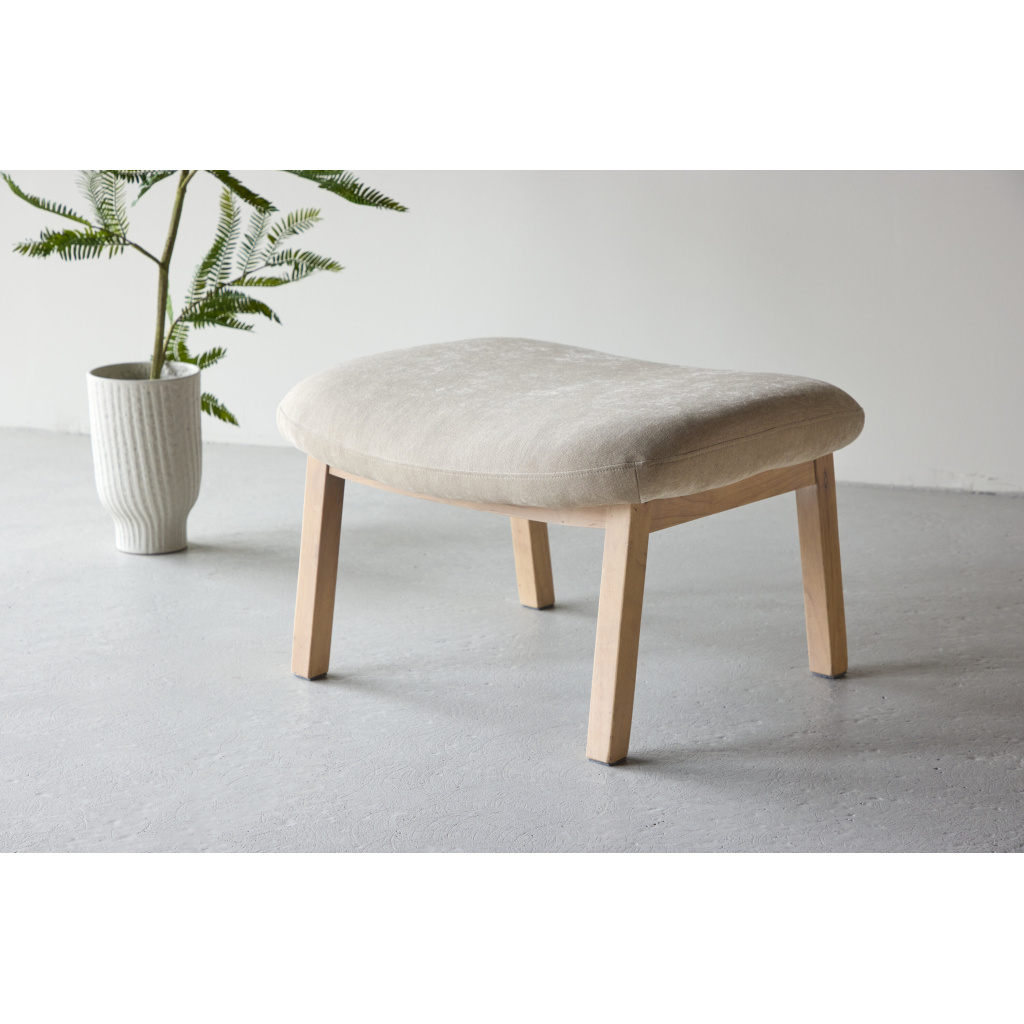 Rile Ottoman - Vitwash/ Beige