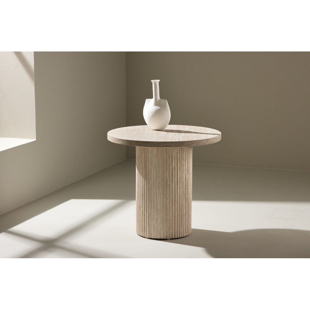 Härön Sofa Table ø50x45 cm - Travertinelook