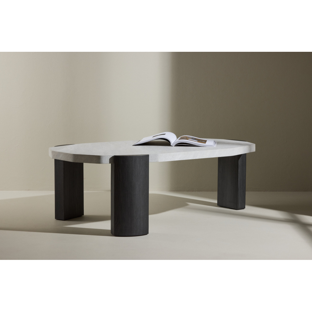 Kres Sofa Table - 125x70,5x40 cm - Svart/ Stonelook