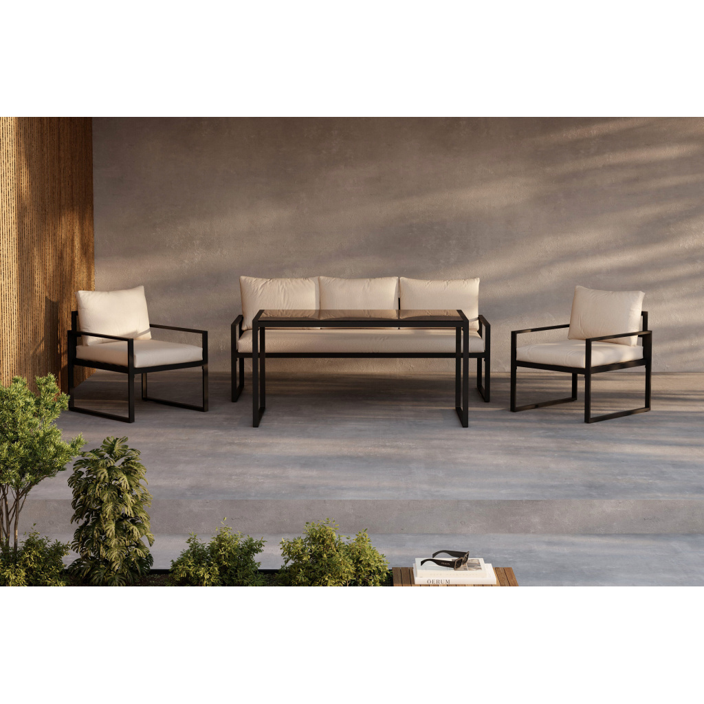 Catania Sofa Set - Svart/Beige
