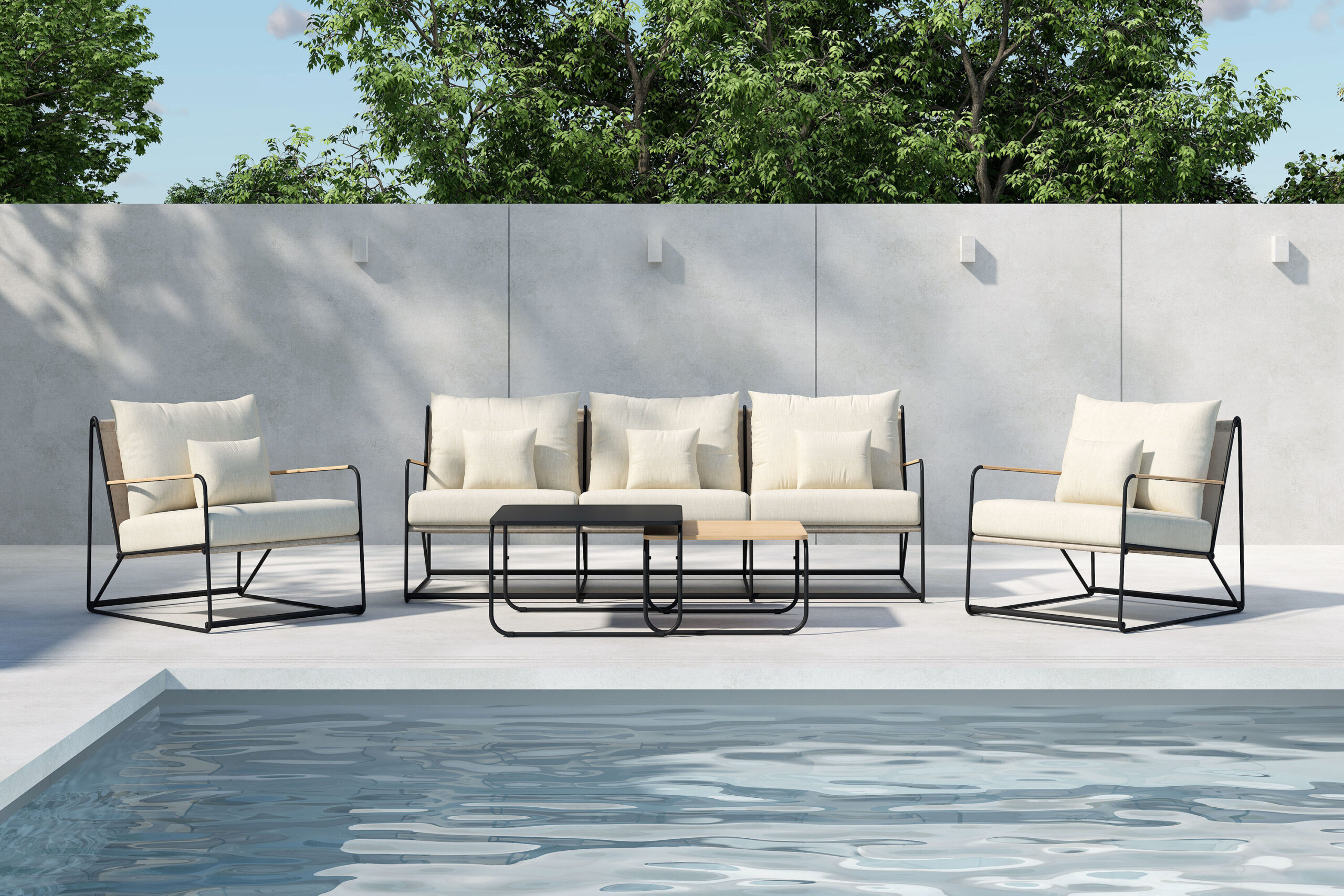 Palazzo Sofa Set - Svart/ Beige