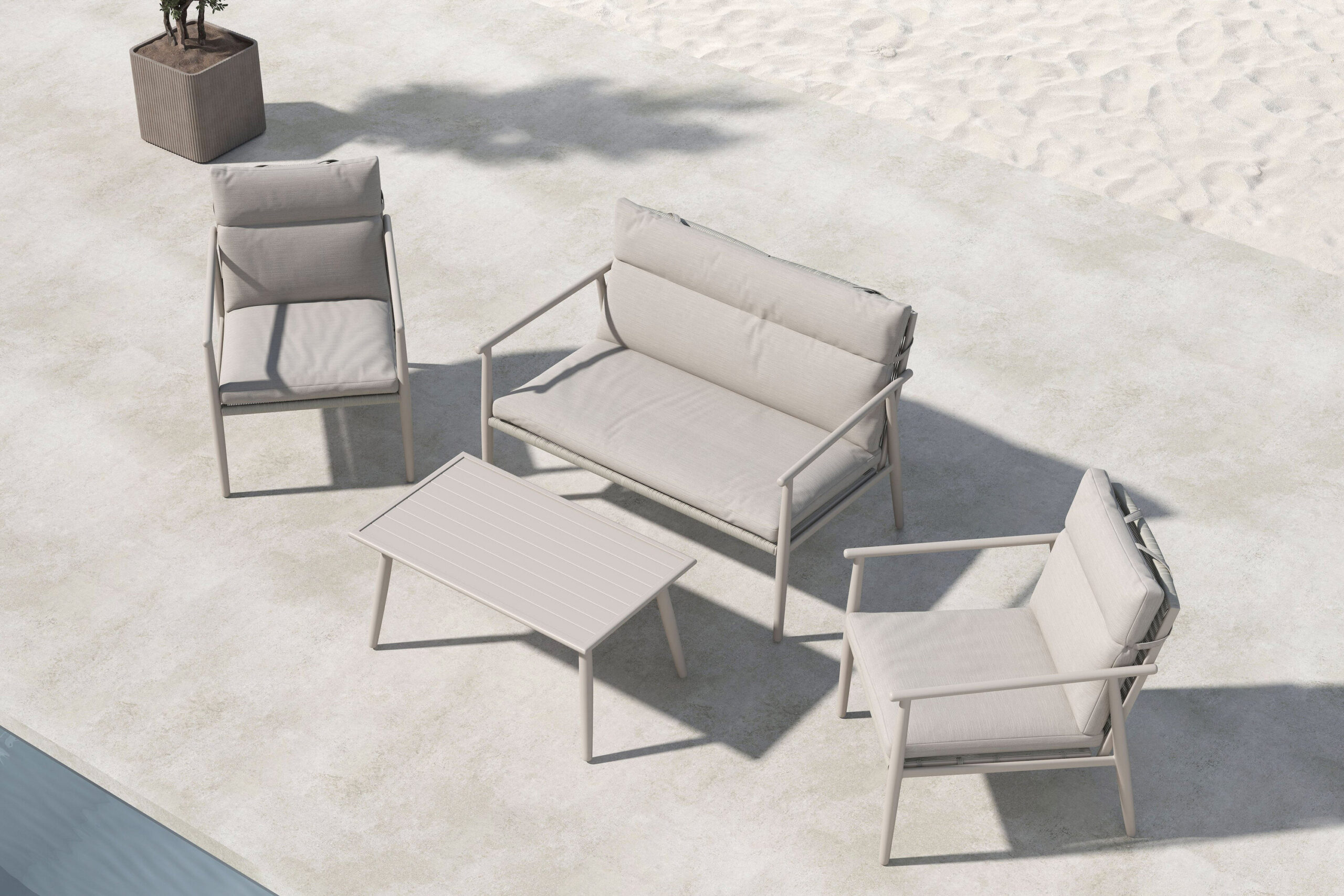 Mazzaro Sofa Set - Beige / Beige