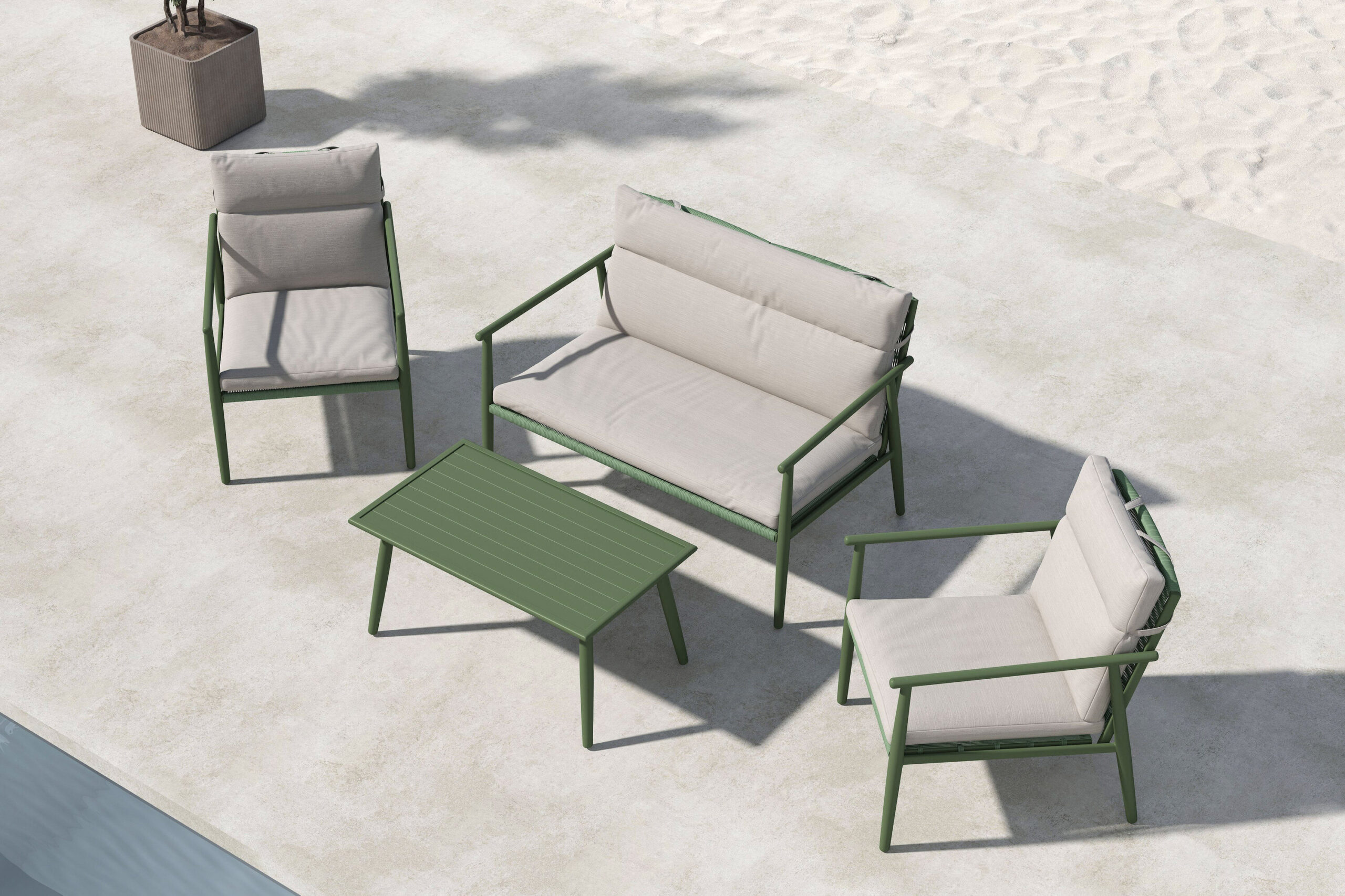 Mazzaro Sofa Set - Green / Beige