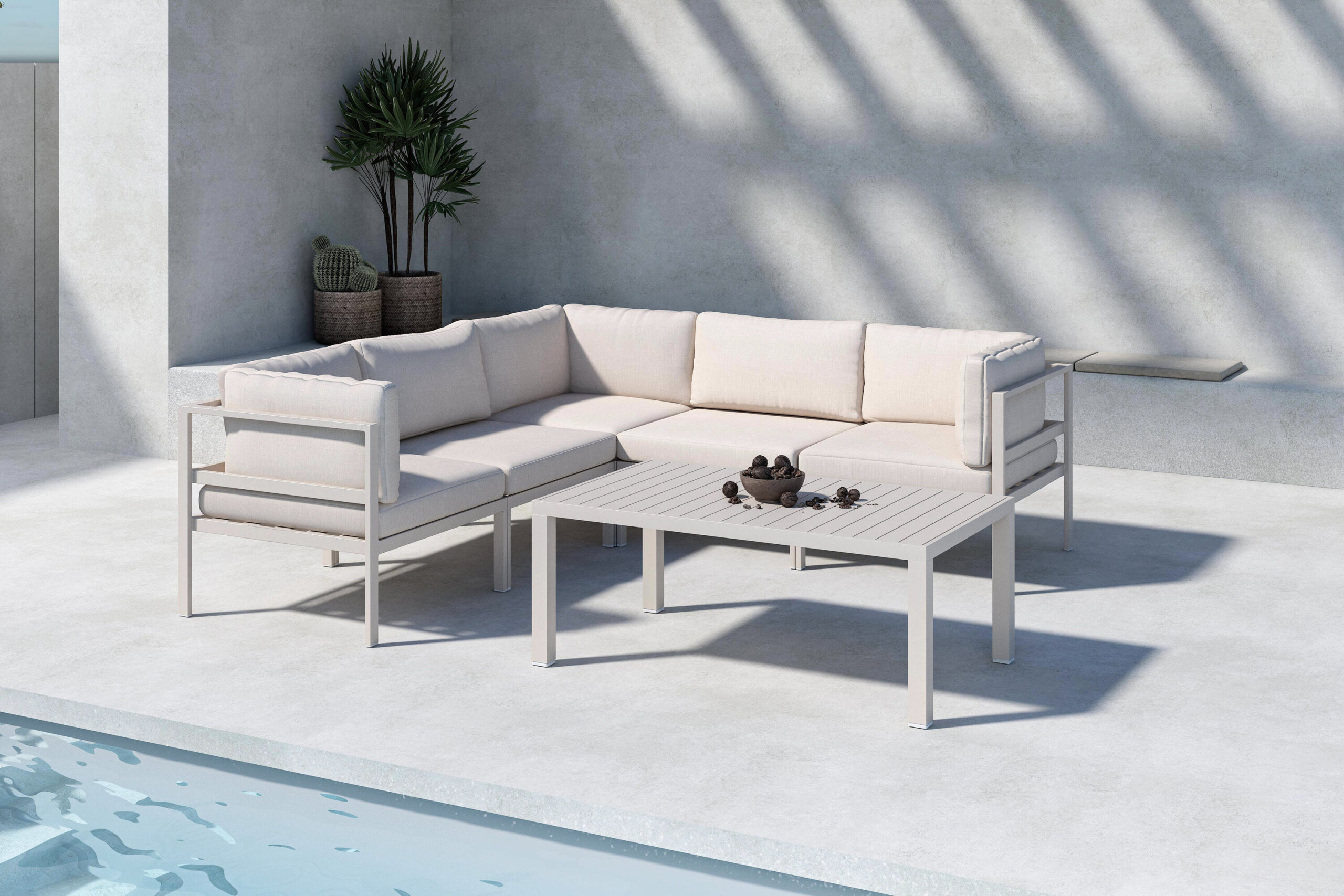 Copacabana Corner Sofa Module 3 + 2 with table - Beige / Beige