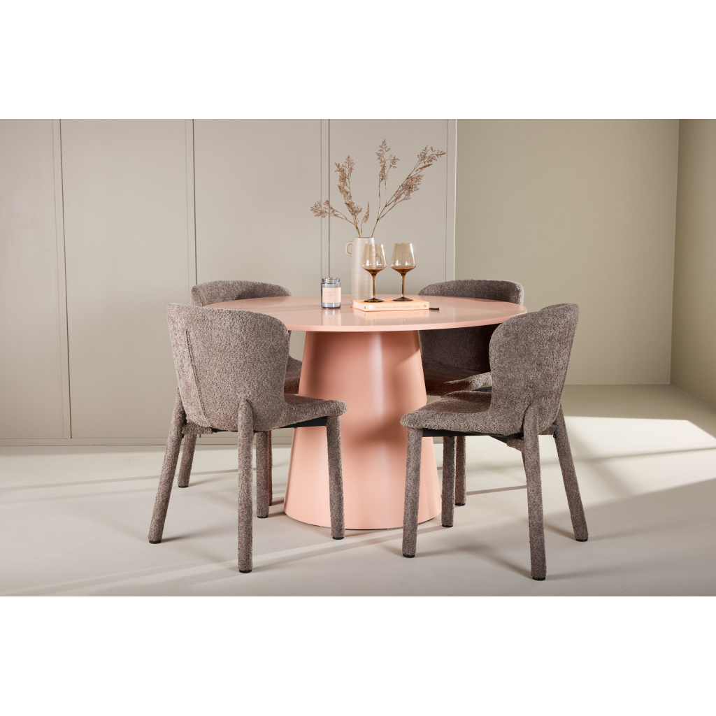 Lanzo Table - Peach with 4 Astoria Chair - Brun