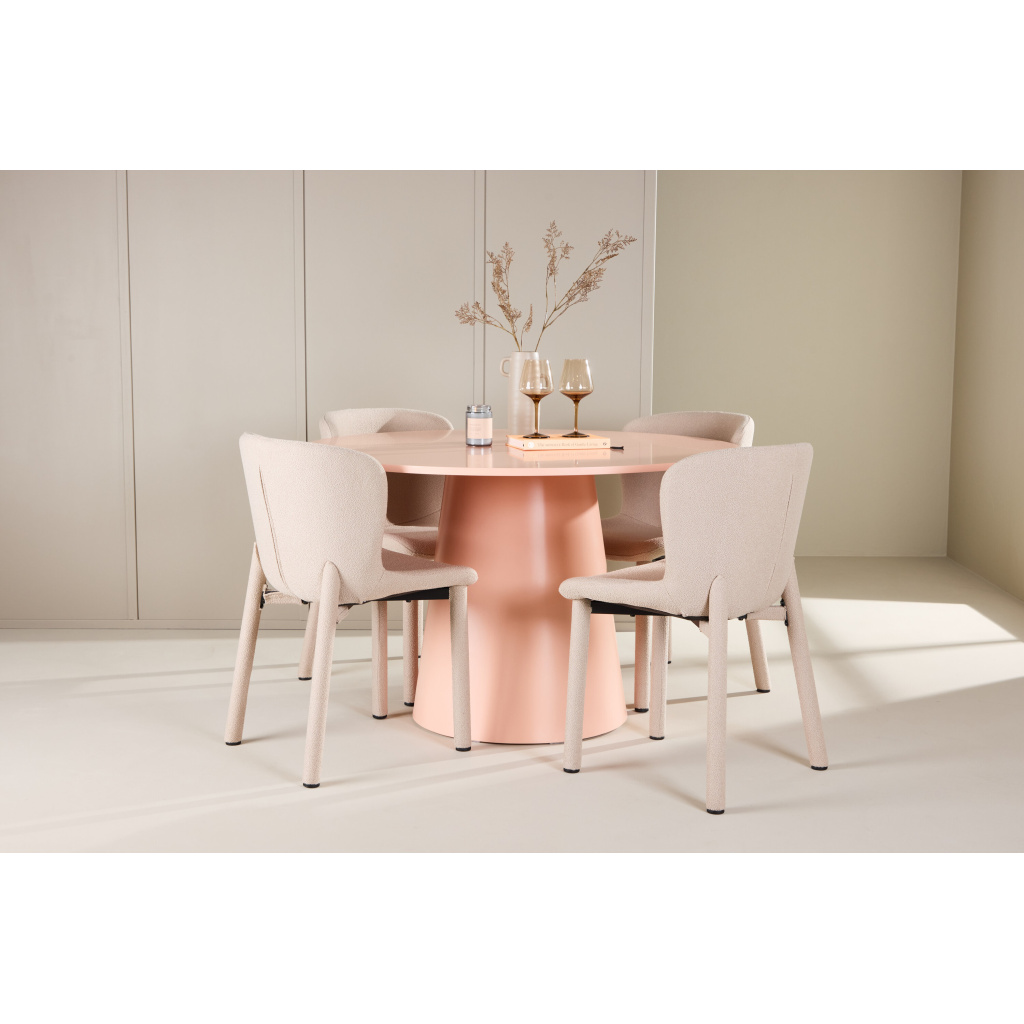 Lanzo Table - Peach with 4 Astoria Chair - Beige