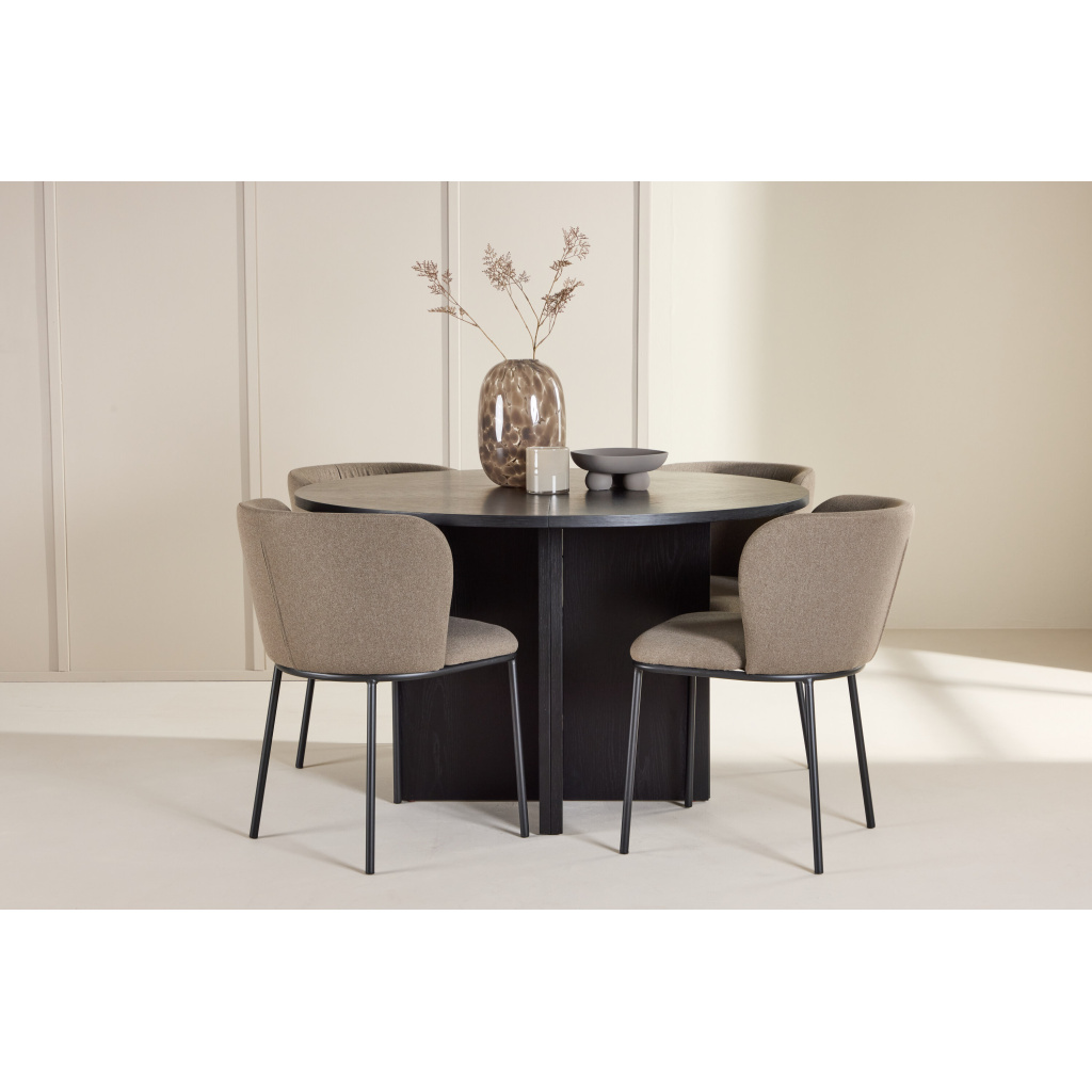 Strada Table - Svartwith 4 Edina Chair - Svart/ Brun