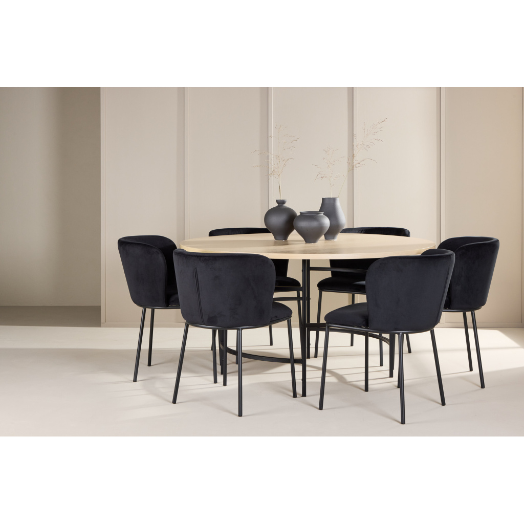 Copenhagen Table - Vitwash/Svartwith 6 Edina Chair - Svart
