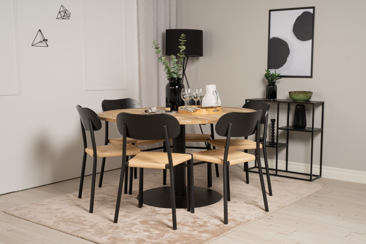 Cirebon & Polly Matbord ⌀140 + Matstolar Svart - Bild 7