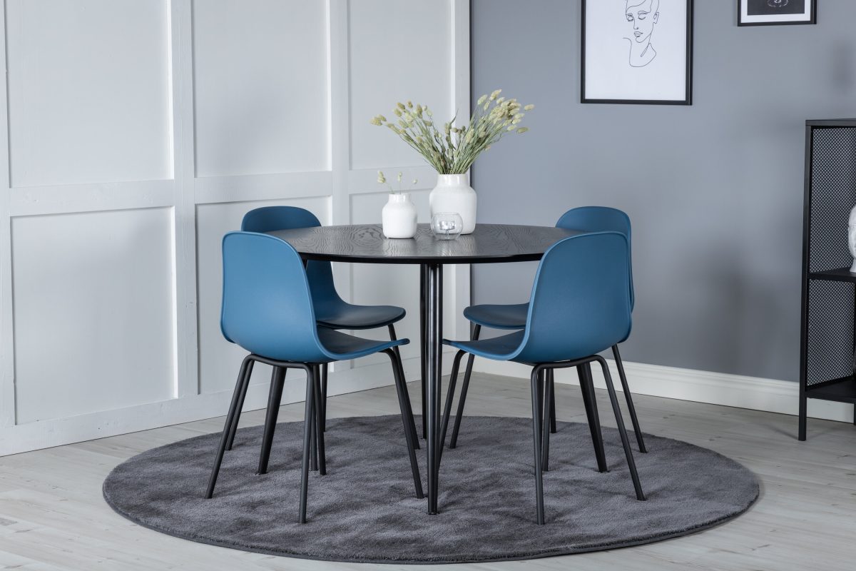 Arctic & Dipp Matstolar Blue + Runda Matbord ⌀115 Black - Bild 8
