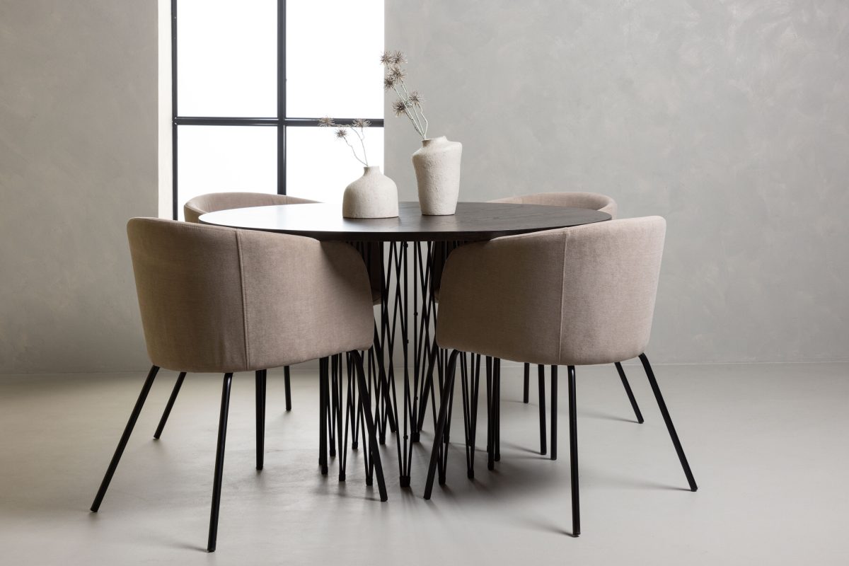Berit & Stone Matstolar Beige + Runda Matbord ⌀120 Mocca - Bild 8