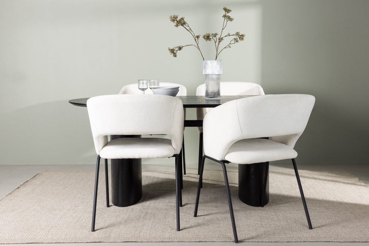 Day & Isolde Matstolar Offwhite + Ovala Matbord 180 x 90 Black - Bild 9