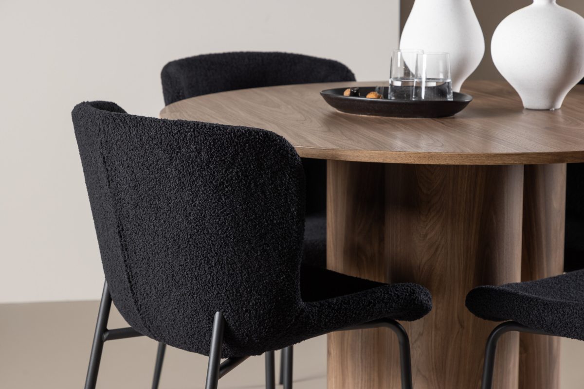 Modesto & Olivia Matstolar Black + Runda Matbord ⌀110 Brown - Bild 8