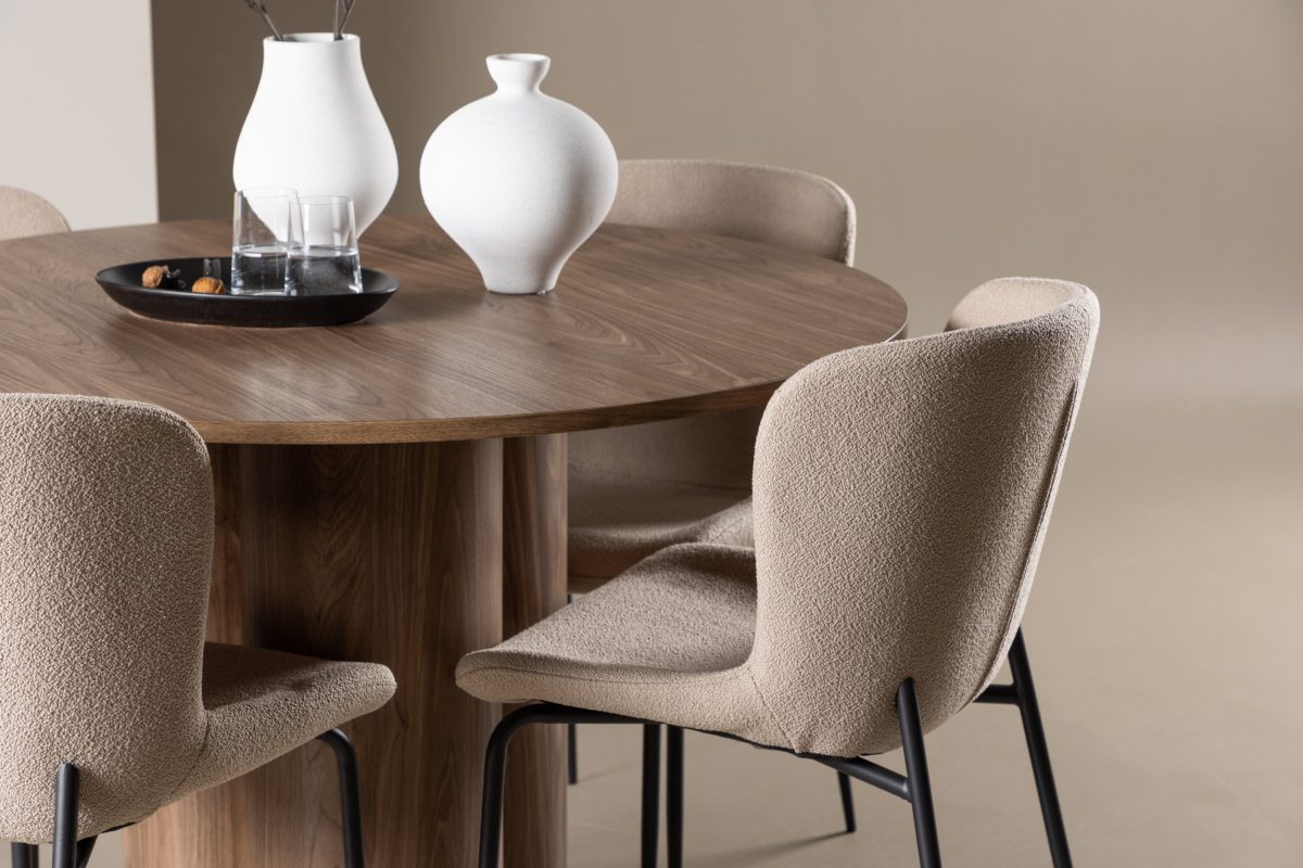 Modesto & Olivia Matstolar Beige + Runda Matbord ⌀110 Brown - Bild 8