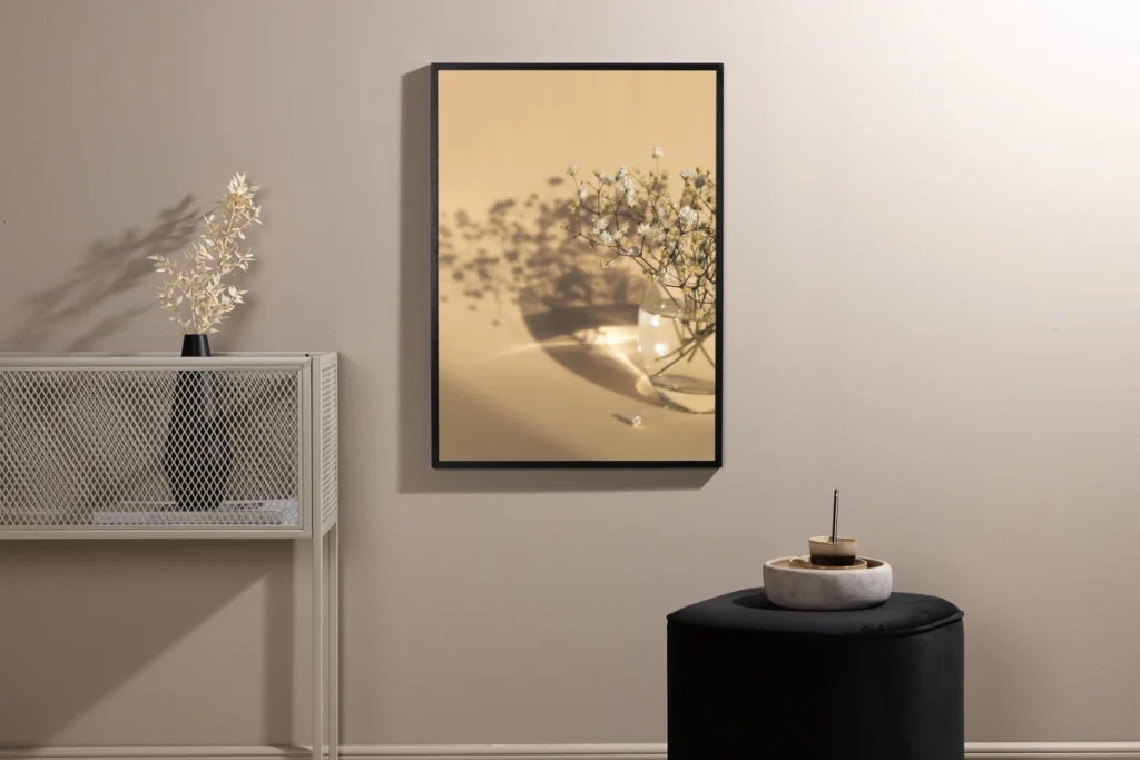 White Flowers Posters Beige