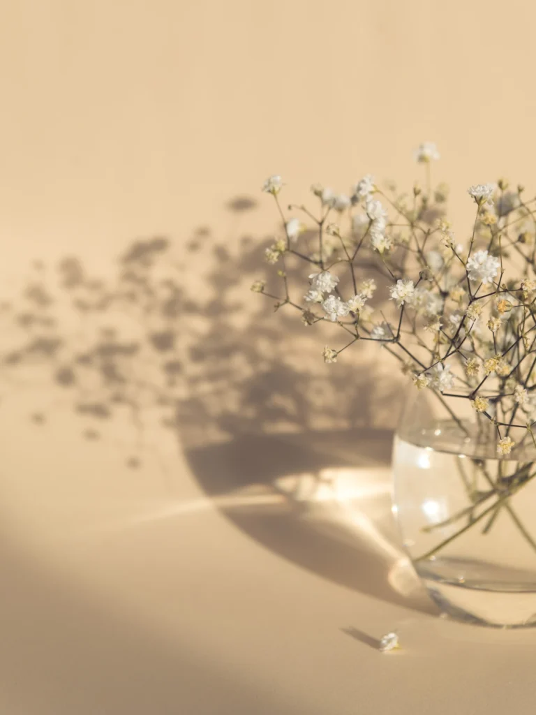 White Flowers Posters Beige