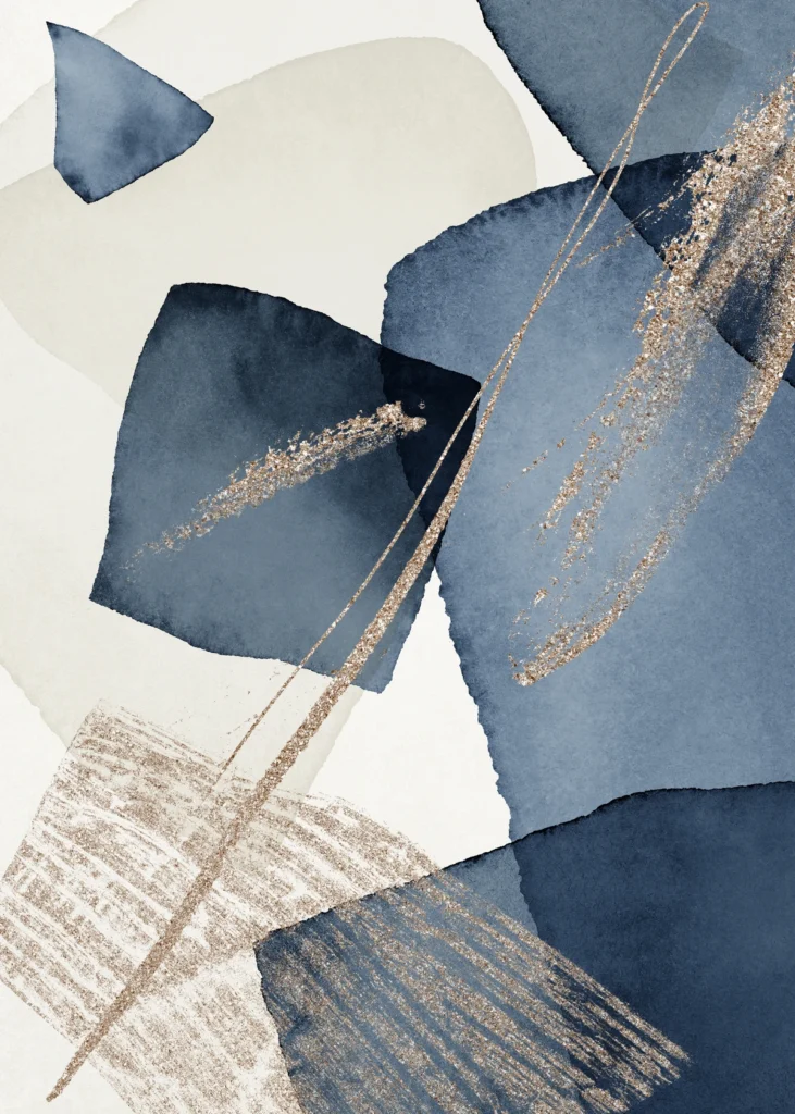 Blue Swirl Posters Beige