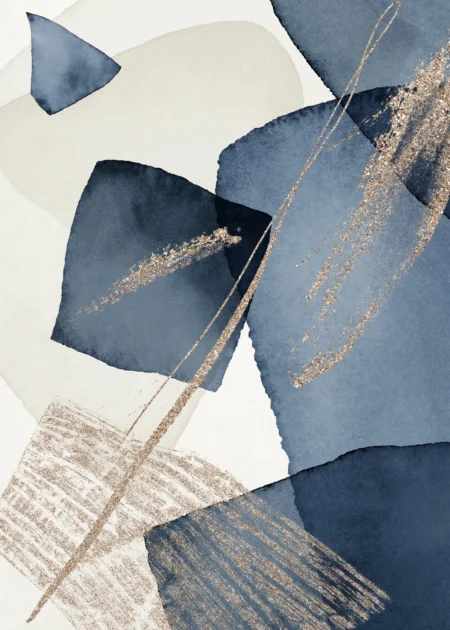 Blue Swirl Posters Beige