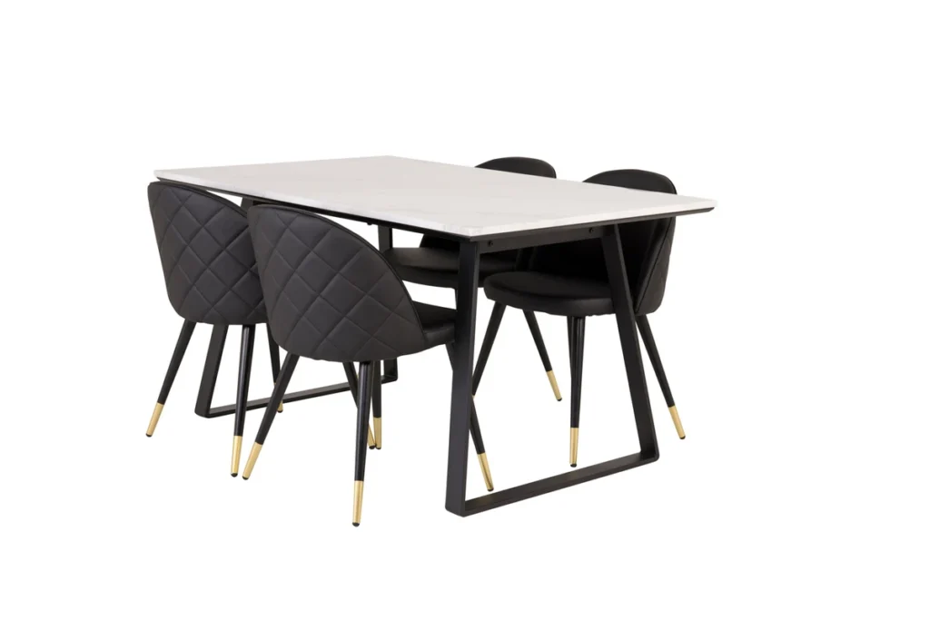 Estelle & Velvet Rektangulära Matbord 140 x 90 Black + Matstolar Black