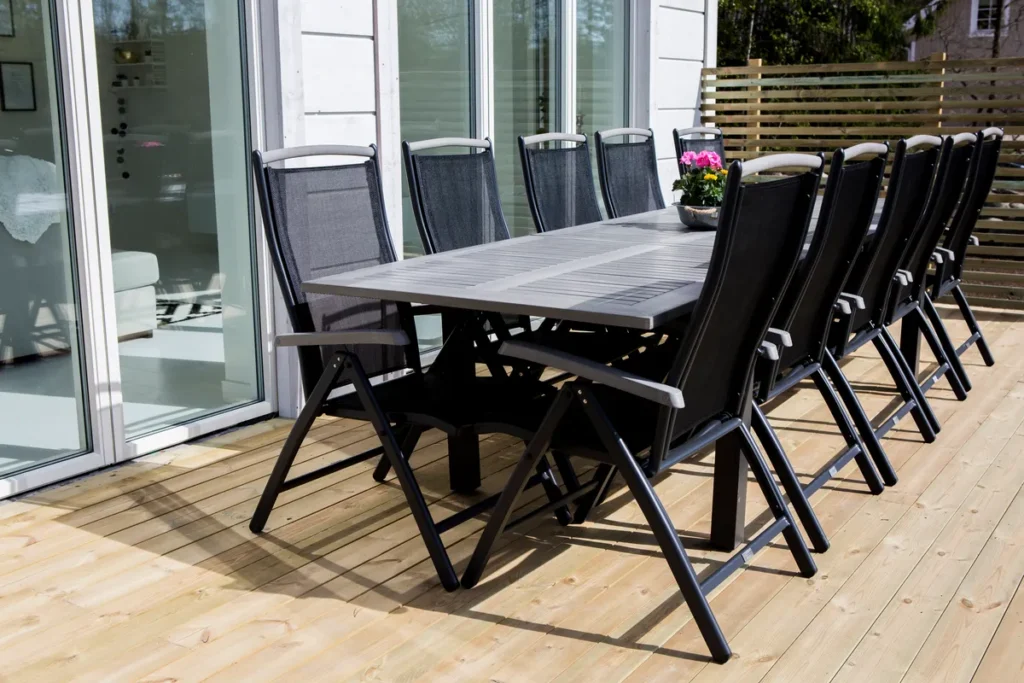 Venture Home Albany Matbord 224x100 + Positionsstolar Svart